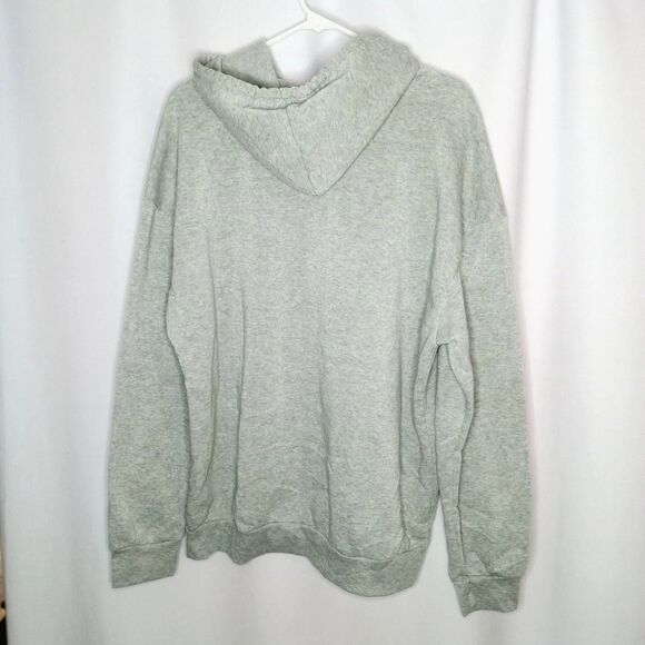 Oversized RELAX Graphic Print Fleece Hoodie Gray Pullover Sweatshirt NWOT Large - Picture 3 of 6